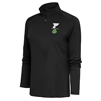 Women's Antigua  Charcoal St. Louis Blues Shamrock Tribute Half-Zip Pullover Top