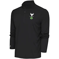 Men's Antigua  Charcoal Chicago Bulls Shamrock Tribute Quarter-Zip Pullover Top