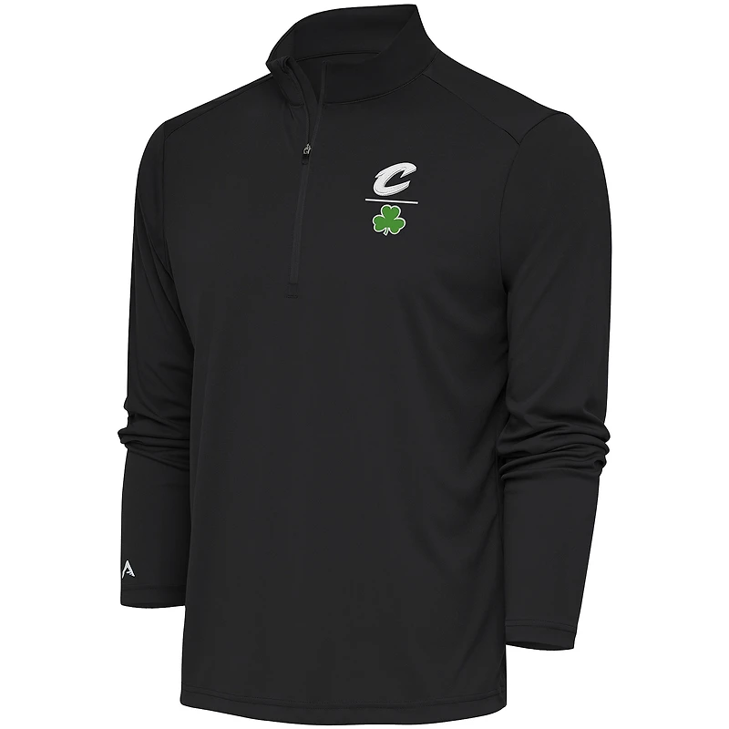 Men's Antigua  Charcoal Cleveland Cavaliers Shamrock Tribute Quarter-Zip Pullover Top