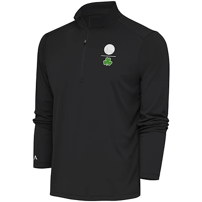 Men's Antigua  Charcoal Golden State Warriors Shamrock Tribute Quarter-Zip Pullover Top