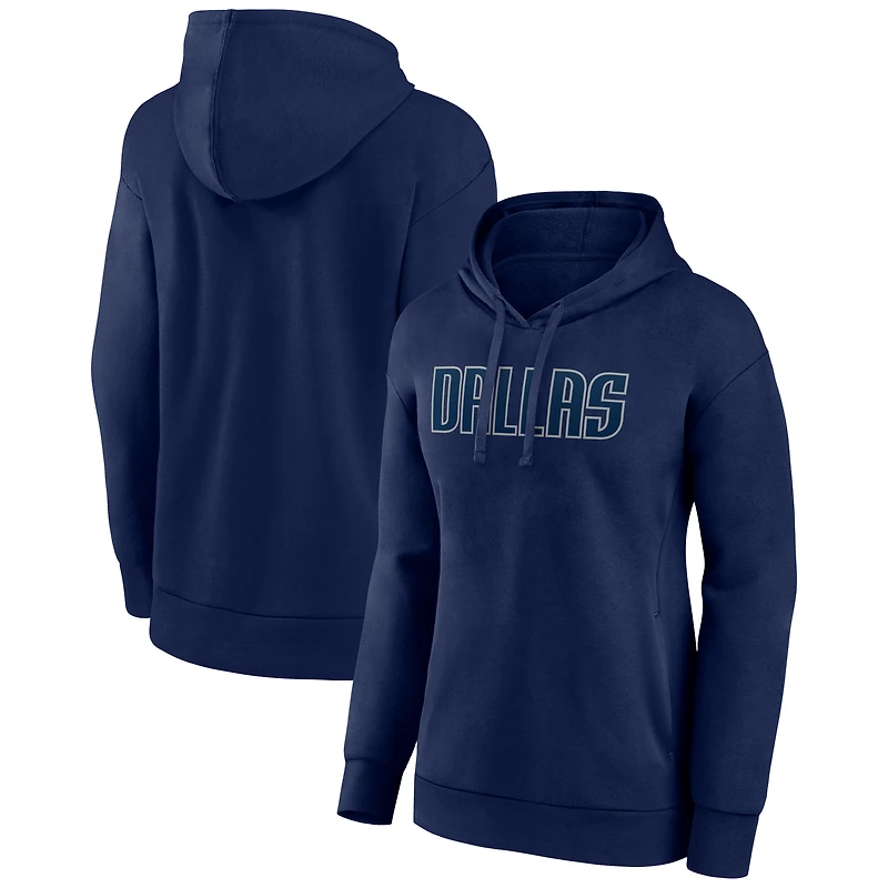 Women's  Navy Dallas Mavericks Wordmark Pullover Hoodie