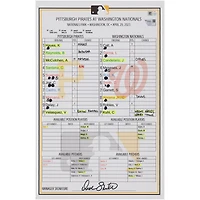 Pittsburgh Pirates Game-Used Lineup Card vs. Washington Nationals on April 29, 2023 - Game Two of Doubleheader