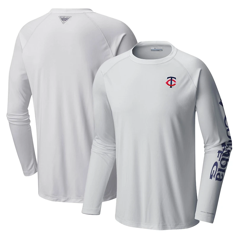 Men's Columbia White Minnesota Twins Terminal Tackle Long Sleeve T-Shirt