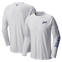 Men's Columbia White New York Mets Terminal Tackle Long Sleeve T-Shirt