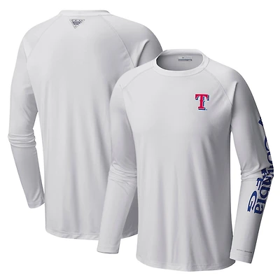 Men's Columbia White Texas Rangers Terminal Tackle Long Sleeve T-Shirt