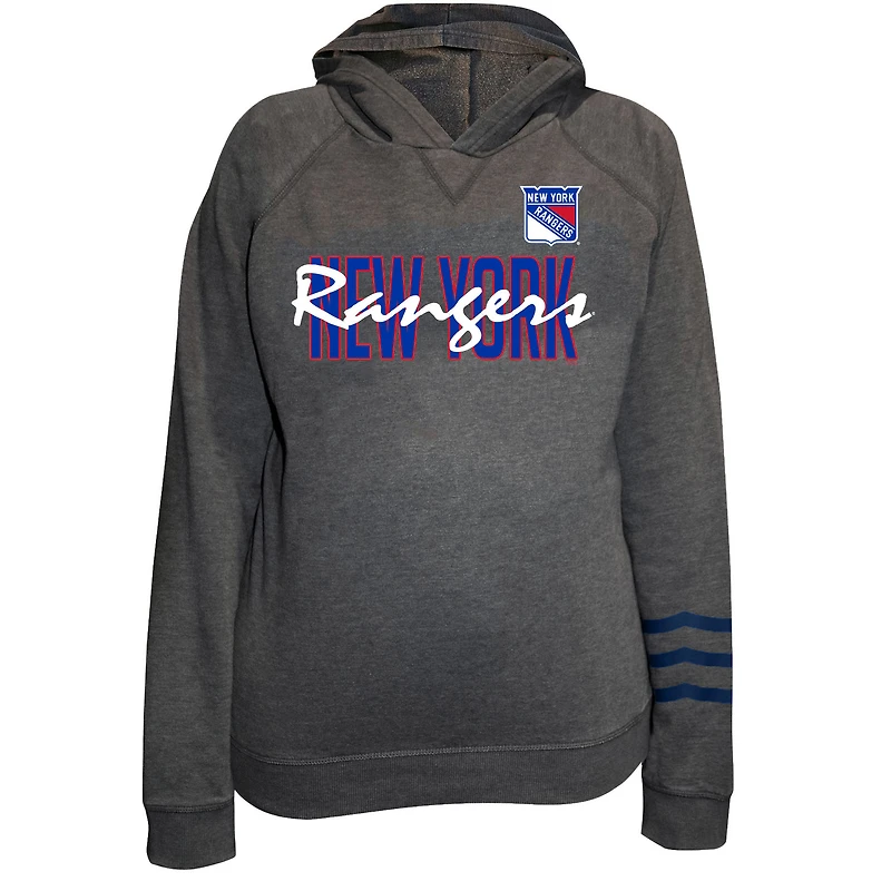 Women's Fanatics Charcoal New York Rangers Plus Lightweight Fleece Raglan Pullover Hoodie