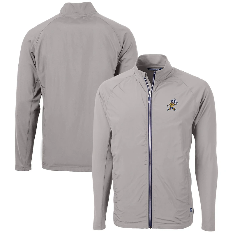 Men's Cutter & Buck  Gray ETSU Buccaneers Vault Adapt Eco Knit Hybrid Recycled Mens Full Zip Jacket