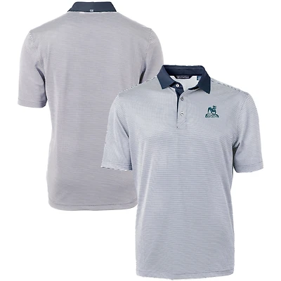 Men's Cutter & Buck  Navy/White Citadel Bulldogs Vault DryTec Virtue Eco Pique Micro Stripe Recycled Polo