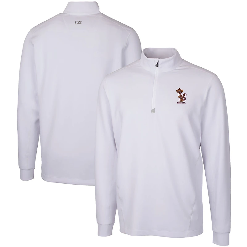 Men's Cutter & Buck  White Minnesota Golden Gophers Vault DryTec Traverse Stretch Quarter-Zip Pullover