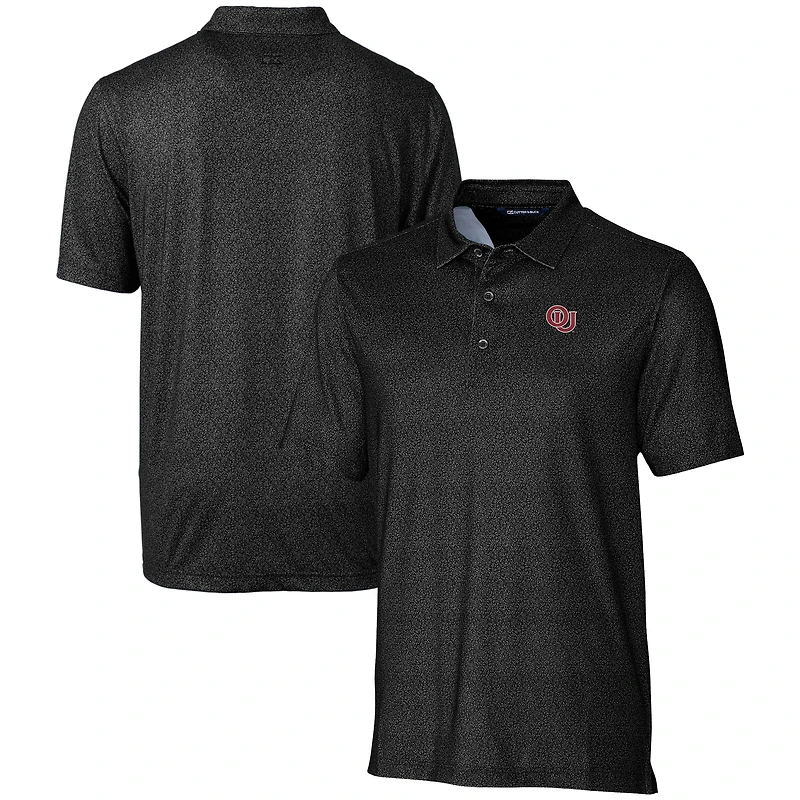 Men's Cutter & Buck  Black Oklahoma Sooners Vault Pike Micro Floral Print Stretch Polo