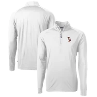Men's Cutter & Buck  White Minnesota Golden Gophers Vault Adapt Eco Knit Stretch Recycled DryTec Quarter-Zip Top