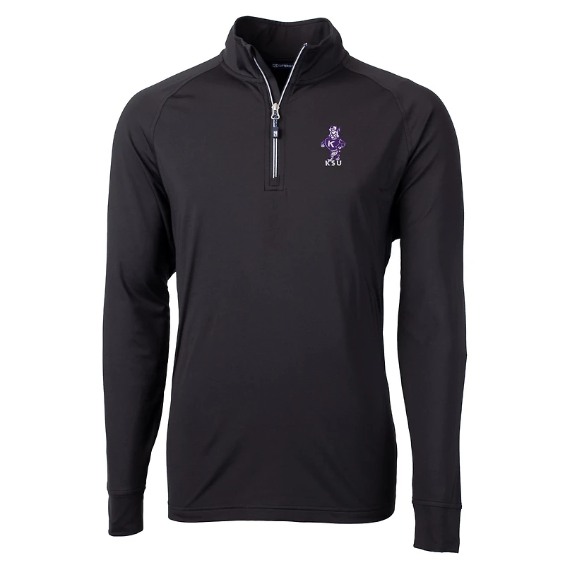 Men's Cutter & Buck  Black Kansas State Wildcats Vault Adapt Eco Knit Stretch Recycled DryTec Quarter-Zip Top