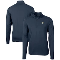 Men's Cutter & Buck  Navy North Carolina Tar Heels Vault DryTec Virtue Eco Pique Recycled Quarter-Zip Top