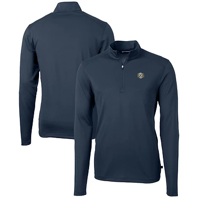 Men's Cutter & Buck  Navy North Carolina Tar Heels Vault DryTec Virtue Eco Pique Recycled Quarter-Zip Top