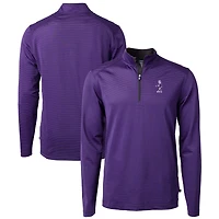 Men's Cutter & Buck  Purple/Black Kansas State Wildcats Vault DryTec Virtue Eco Pique Micro Stripe Recycled Quarter-Zip Pullover