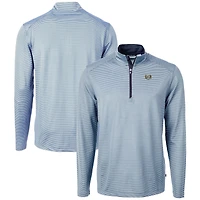 Men's Cutter & Buck  Carolina Blue/Navy North Carolina Tar Heels Vault DryTec Virtue Eco Pique Micro Stripe Recycled Quarter-Zip Pullover