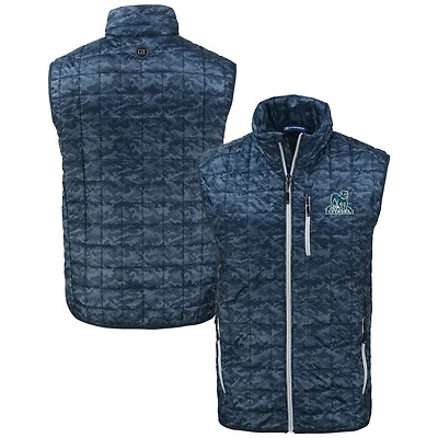 Men's Cutter & Buck  Navy Citadel Bulldogs Vault Rainier PrimaLoft Eco Insulated Full-Zip Puffer Vest