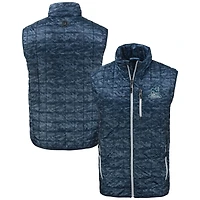 Men's Cutter & Buck  Navy Citadel Bulldogs Vault Rainier PrimaLoft Eco Insulated Full-Zip Puffer Vest