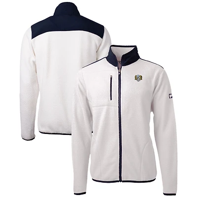 Men's Cutter & Buck  Oatmeal/Navy North Carolina Tar Heels Vault Cascade Eco Sherpa Fleece Full-Zip Jacket