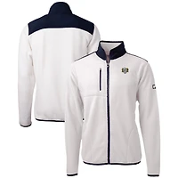 Men's Cutter & Buck  Oatmeal/Navy North Carolina Tar Heels Vault Cascade Eco Sherpa Fleece Full-Zip Jacket
