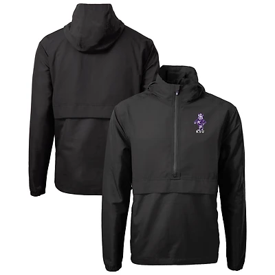 Men's Cutter & Buck Black Kansas State Wildcats Vault Charter Eco Recycled Half-Zip Anorak Jacket