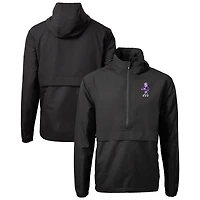 Men's Cutter & Buck  Black Kansas State Wildcats Vault Charter Eco Recycled Half-Zip Anorak Jacket