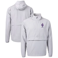 Men's Cutter & Buck  Gray Kansas State Wildcats Vault Charter Eco Recycled Half-Zip Anorak Jacket