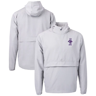 Men's Cutter & Buck  Gray Kansas State Wildcats Vault Charter Eco Recycled Half-Zip Anorak Jacket