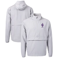 Men's Cutter & Buck  Gray Kansas State Wildcats Vault Charter Eco Recycled Half-Zip Anorak Jacket