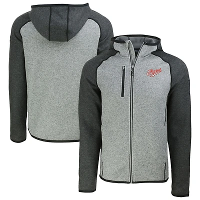 Men's Cutter & Buck  Heather Gray/Heather Charcoal Dayton Flyers Vault Mainsail Full-Zip Raglan Hooded Jacket