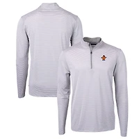Men's Cutter & Buck  Gray/White Syracuse Orange Vault DryTec Virtue Eco Pique Micro Stripe Recycled Quarter-Zip Pullover