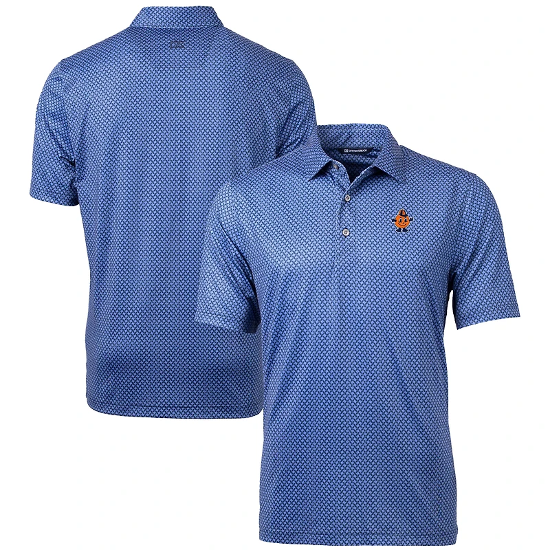 Men's Cutter & Buck  Navy Syracuse Orange Vault Pike Banner Print Stretch Polo
