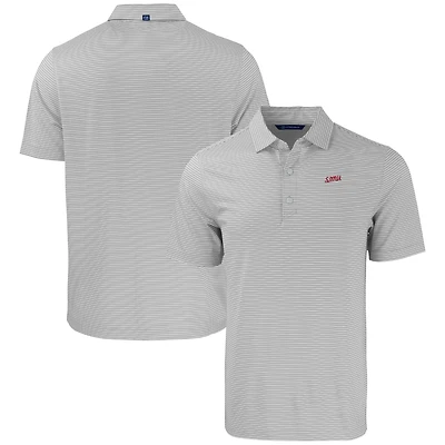 Men's Cutter & Buck  Gray/White SMU Mustangs Forge Eco Double Stripe Stretch Recycled Tri-Blend Polo