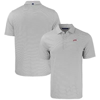 Men's Cutter & Buck  Gray/White SMU Mustangs Forge Eco Double Stripe Stretch Recycled Tri-Blend Polo