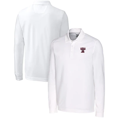 Men's Cutter & Buck  White Texas A&M Aggies Advantage Tri-Blend Pique Long Sleeve DryTec Polo