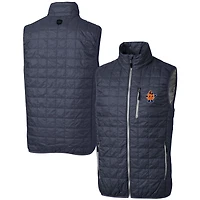 Men's Cutter & Buck  Charcoal Syracuse Orange Vault Rainier PrimaLoft Eco Insulated Full-Zip Puffer Vest
