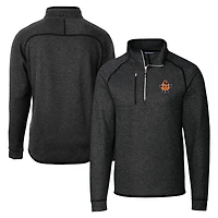 Men's Cutter & Buck  Heather Charcoal Syracuse Orange Vault Mainsail Sweater-Knit Raglan Half-Zip Jacket