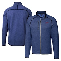 Men's Cutter & Buck  Heather Royal SMU Mustangs Vault Mainsail Sweater-Knit Full-Zip Jacket