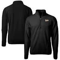 Men's Cutter & Buck  Black Vanderbilt Commodores Vault Cascade Eco Sherpa Fleece Quarter-Zip Pullover Jacket
