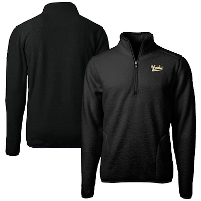 Men's Cutter & Buck  Black Vanderbilt Commodores Vault Cascade Eco Sherpa Fleece Quarter-Zip Pullover Jacket
