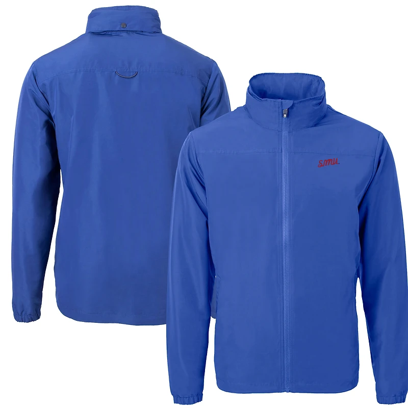 Men's Cutter & Buck Blue SMU Mustangs Vault Charter Eco Recycled Full-Zip Jacket