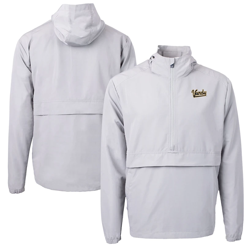 Men's Cutter & Buck  Gray Vanderbilt Commodores Vault Charter Eco Recycled Half-Zip Anorak Jacket