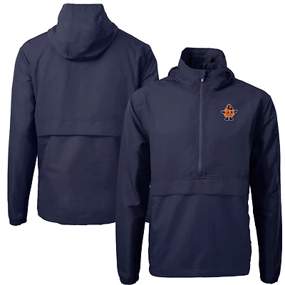 Men's Cutter & Buck  Navy Syracuse Orange Vault Charter Eco Recycled Half-Zip Anorak Jacket
