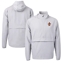 Men's Cutter & Buck  Gray Syracuse Orange Vault Charter Eco Recycled Half-Zip Anorak Jacket