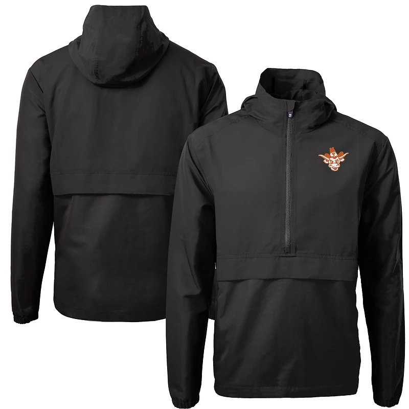 Men's Cutter & Buck  Black Texas Longhorns Vault Charter Eco Recycled Half-Zip Anorak Jacket