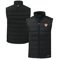 Men's Cutter & Buck  Black Texas Longhorns Vault Evoke Hybrid Eco Softshell Recycled Full-Zip Vest