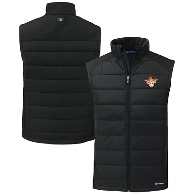 Men's Cutter & Buck  Black Texas Longhorns Vault Evoke Hybrid Eco Softshell Recycled Full-Zip Vest