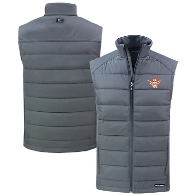 Men's Cutter & Buck  Gray Texas Longhorns Vault Evoke Hybrid Eco Softshell Recycled Full-Zip Vest