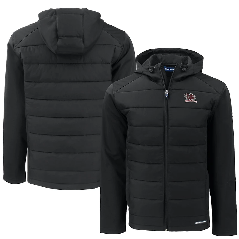 Men's Cutter & Buck  Black South Carolina Gamecocks Vault Evoke Hybrid Eco Softshell Recycled Full-Zip Hooded Jacket
