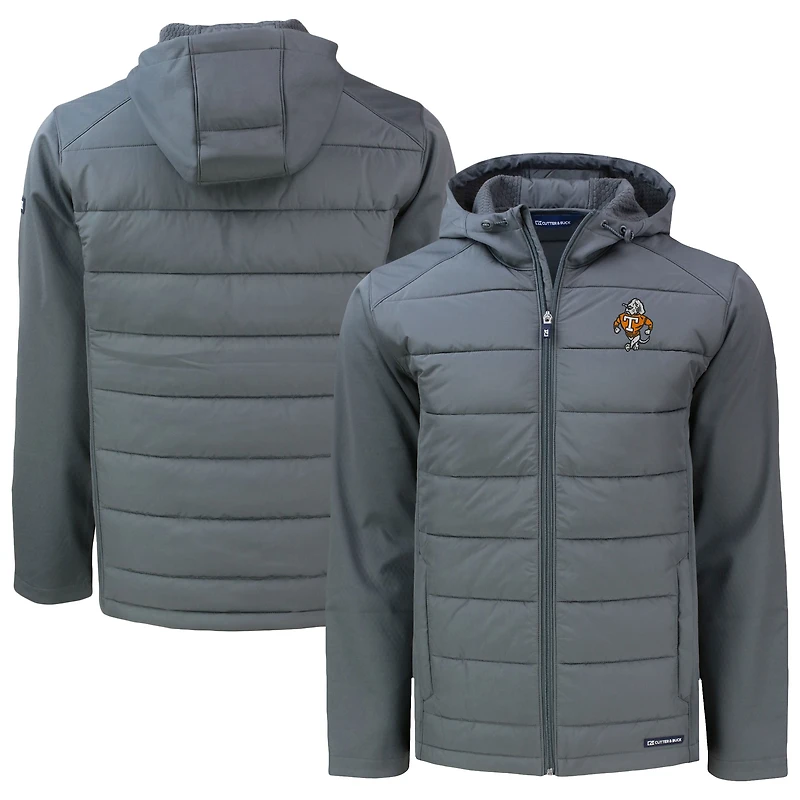 Men's Cutter & Buck  Gray Tennessee Volunteers Vault Evoke Hybrid Eco Softshell Recycled Full-Zip Hooded Jacket